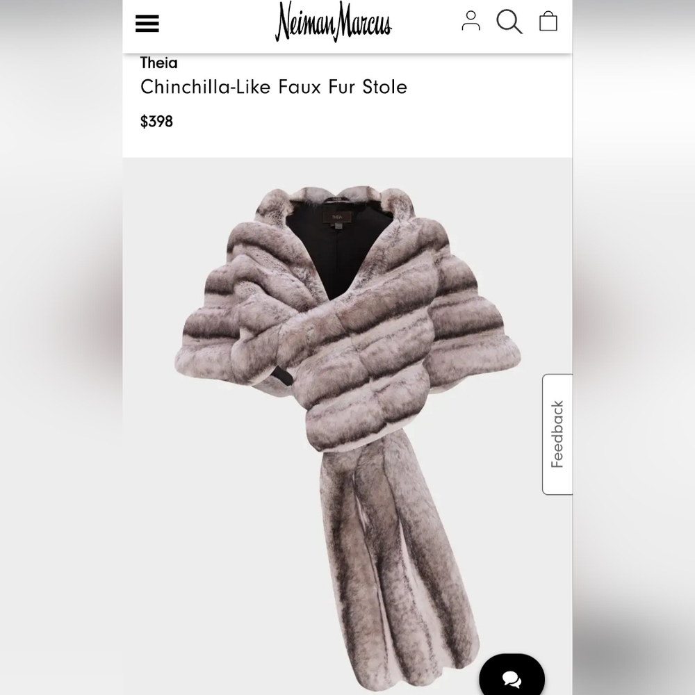 Theia stole in horizontal chinchilla-like faux fur (polyester) White chinch
